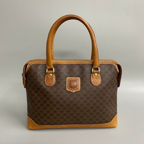 CELINE Brown Leather Boston Bag - Picture 1 of 7